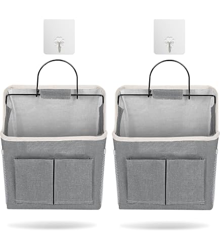 Sac De Rangement Suspendu En Lin - Grande Capacité Avec Crochet, Pliable, Pour Porte (30x23x9 Cm)