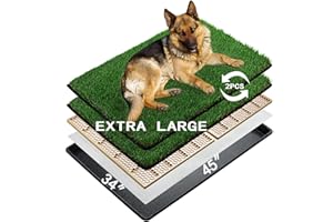 MEEXPAWS Toilettes pour Chien Bac à litière en Gazon Artificiel pour Grand Chien avec Plateau，Tapis d’Herbe | Très Grand 114×86 cm | 2 Ensembles de Remplacement d'herbe Robuste | Drainage Rapide