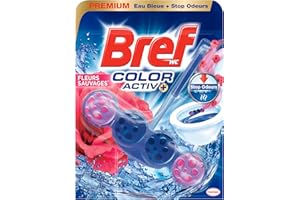 Bref WC Color Activ+ Fleurs sauvages – Produit Nettoyant WC – Anti calcaire - Mousse Nettoyante - Fraîcheur intense - Anti-saleté - 4 Elements Actifs 1 Bloc WC (50g)