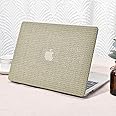 Seorsok Compatible with MacBook Air 13 Inch Case2022 2021 2020 2019 2018 Release A1932 A2179 M1 A2337 Touch ID,Elegant Leather Plastic Hard Shell Case Transparent Keyboard Cover,Flaxen Woven Fabric