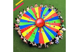 Yajun Enfants Jouent Au Parachute Extérieur Arc-en-Ciel en Plein Air Fames pour Activités Sportives Grand Jeu Extérieur avec Poignées,4m(12~18 People)