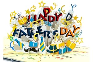 CUT POPUP.COM CUTPOPUP Text Happy Fathers Day Card, Birthday Cards for Men, 3D Greeting Card Father Him Boy Son Brother Husband Male Dad Birthday Card US8-FT002 UK