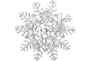 Clearine Diamante Austrian Crystal Gemstone Art Deco Winter Snowflake Brooch Pin for Women Clear Silver-Tone