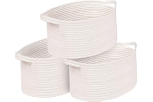 OUTBROS Aufbewahrungskorb 3er-Set, Korb Baumwollseil Geflochten, Flechtkorb, Dekorativer Aufbewahrungskorb Geflochten, Stapelbare Mehrzweck-Organisations Behälter, Weiß