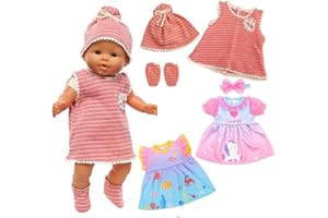 Miunana 3 Abiti Vestiti alla Moda per 36 CM - 43 CM (14 Pollici - 16 Pollici) New Born Baby Dolls Bambola bebé E Altre Bambole, Bambolotti Amore Mio ((NON INCLUDE BAMBOLA)