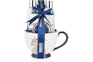 BRUBAKER Cosmetics 5-Częściowy Zestaw do Kąpieli i Pod Prysznic Jednorożec Kolorowa Tęcza - Zestaw Prezentowy O Zapachu Wanilii i Lawendy w Kubku XXL Blue White