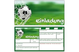 ‎BREITENWERK BREITENWERK 12-er Karten-Set FUSSBALL EINLADUNGEN zum Kindergeburtstag oder Fußball-Party - Einladungskarten für Jungen Mädchen und Erwachsene