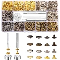 Kit 50/100 Bottoni A Pressione Metallici Perla Con Pinza - 9,5mm, Per Cucito E Fai Da Te, Attrezzo Per Applicare