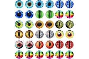 Julie Wang 180pièces Taille Mixte Dragon Yeux Verre Cabochon Yeux pour poupée d'argile Faisant des Sculptures Accessoires Artisanat Bricolage résultats Fabrication de Bijoux 6mm 8mm 10mm 12mm -30mm