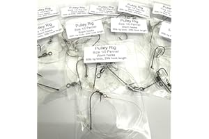 FLIES4U Pulley pennel sea fishing rigs 1/0 worm hooks 50lb rig 20lb hook length x 10