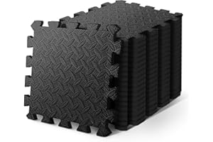 KAYMAN Gym Floor Nonslip Mats, Interlocking, EVA Foam Exercise Floor Tiles for Home Workouts, Studio, Weights, Exercise and Yoga (30 X 30cm)