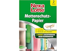 ‎NEXA LOTTE Nexa Lotte Mottenschutzpapier, Schützt effektiv bis zu 6 Monate vor Kleidermotten und Pelzkäferlarven, 2 Streifen
