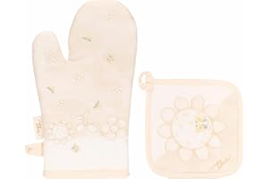 THUN Set presina e guantone, 100% cotone, Collezione Elengance, presina 17 x 17; guantone 18 x 30 cm