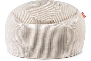 ‎FUNZY Funzy Sitzsack für Kinder aus Cord mit Füllung aus Schaumstoff, Kindersitzsack für Mädchen und Jungen aus hochwertigen Materialien, Oeko-TEX 100 Zertifiziert mit 3 Jahre Garantie, Creme Beige