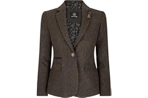 TruClothing Women Blazer Tweed Herringbone Wool Classic Smart Casual Vintage Check 1920s | Blazer for Women | Women's Suits & Blazers | Black Blazer Women | Black Blazer | Womens Blazer | Blazer