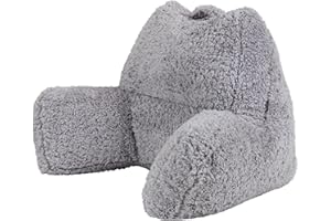 Icon Teddybär Rückenlehne Lesekissen, Grau, Lesekissen Flauschig mit Sitzsack Füllung, Rückenstütze mit Tragegriff