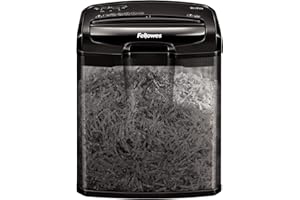 Fellowes Destructeur De Documents M-7CM, Destructeur De Papier Agrafes Carte De Crédit, Coupe Croisée, Corbeille 13L, Capacité 7 Feuilles, Idéal pour La Maison, Noir