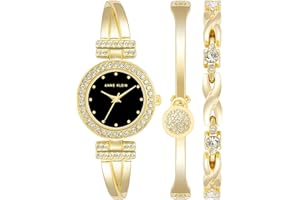 Anne Klein Women's Premium Crystal Accented Bangle Watch and Bracelet Set