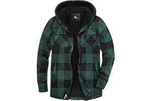 zitysport Shirt Jacket Uomo Plaid Lined Winter Jacket Thermo Shirt con zip e Cappuccio
