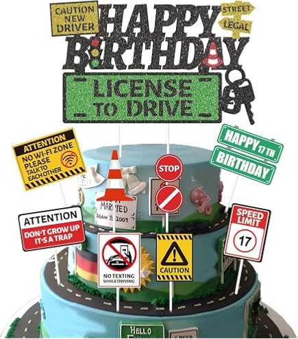 Hunts England Carte d'anniversaire 17 ans pour frère – Happy Birthday – Special Brother – Warning New Driver – Collection de panneaux de signalisation routière