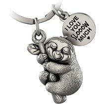 Portachiavi Ispiratore Con Bradipo Positivo | Regalo Motivazionale Per Donne E Amiche | Frasi Di Incoraggiamento "Vai Piano Ma Non Fermarti" | In Acciaio Inox