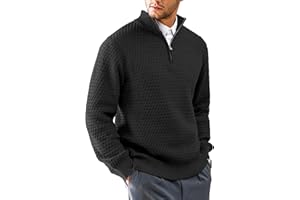 HYPESTFIT Mens Quarter Zip Sweater Mock Neck Knitted Pullover Long Sleeve Jumper Casual Top