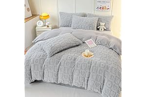 HOMEYA Edredón Borreguillo Invierno 180x260 cm para Cama 90/105, Reversible Franle Sherpa, Relleno Microfibra, Nórdico Cálido Suave, con 1 Funda de Almohada 50X70 cm, Gris Claro