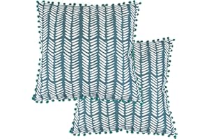 Gardenwize - Pack of 2 Outdoor Scatter Cushions, Garden Furniture Cushions - Covers & Pillows (Teal Fern)