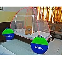 Classic Mosquito Net Classic Foldable Mosquito Net (Single Bed) with Free Saviours - (RED)