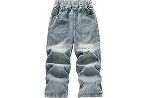 WIYOSHY Pantalones de Mezclilla Rasgados Husky para niños, Pantalones de Cintura elástica para la Escuela y el Juego