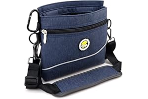 FTTOUUY Torba na smakołyki dla psów z zapięciem magnetycznym, 2 kieszenie na zamek błyskawiczny, torba na karmę dla psów z wyjmowaną kieszenią wewnętrzną, wyściełane paski do noszenia, idealna torba na karmę