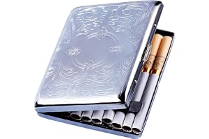 IKEEP Metal Cigarette Case - Holds 20 Cigarettes (84mm)｜Elegant Silver Protective Storage Box for Men & Women｜Reusable, Pocket-Slim, and Scratch-Resistant Travel Cigarette Holder