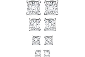 MILACOLATO 4 pary magnetycznych kolczyków ze stali nierdzewnej dla mężczyzn kobiet okrągłe/kwadratowe CZ inkrustowane magnetyczne kolczyki bez przekłuwania CZ klips na sztyfcie kolczyk 3 kolory 4-7 mm