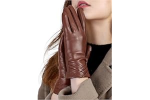 GSG SINCE 1998 Gants Cuir Femme Tactiles en Mouton Sans Chrome – Gants Chauds avec Doublure Laine ou Fausse Fourrure, Poignets Froncés, Idéal pour Conduite et Moto W13150