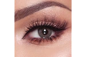 FAMELENSES BELLA ELITE farbige Kontaktlinsen AMBER GRAY (Dioptrien -0.00) – stark deckende Monatslinsen für 3 Monate, Braun-Graue Farblinsen, perfekt für dunkle Augen