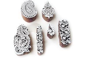 ROYAL KRAFT Hecho a mano Hoja y Cachemir Patrón Madera Sellos para Imprenta (Set de 6)