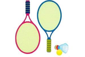 COLORBABY 49535, Raquettes Badminton, Jeux de Plage, Pelles de Plage, Jeux d'extérieur pour Enfants, Contient 4 Pièces, Badminton Set Complet : 2 Raquettes et Volant