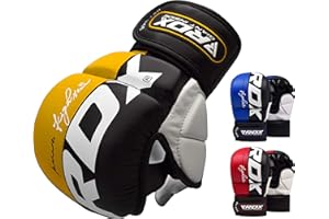 RDX Gants MMA pour Art Martiaux D’entraînement, Maya Hide Cuir Kickboxing Gant, Parfaite pour Grappling, Muay Thai, Sparring, Formation, Sac de Frappe et Combat Libre Training Gloves
