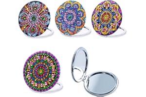 FENGQQKJ Diamond Painting Specchio 5D Diamond Painting fai da te 4 pezzi Diamante Pittura Specchio Compatto Pieghevole Diamonte Pittura Fiori Specchio da Viaggio Specchio Cosmetico per Ragazze