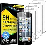 4youquality [4-Pack] iPhone 5S 5 5C & iPhone SE 2016 Screen Protector, Premium Tempered Glass Film [LifetimeWarranty][Scratch