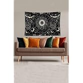 Pelangi Siyah Yıldız Haritası Desenli Leke Tutmaz Kadife Kumaş Duvar &Ouml;rt&uuml;s&uuml; Duvar Halısı Tapestry YWLL371, 100 x 140