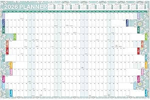 INDEME Wall Planner 2026 - A1 Large 2026 Wall Planner from Jan. to Dec. 2026, for Home, Office, or School, 88 x 57 cm