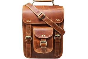 JAALD 11" small Leather messenger bag shoulder bag cross body vintage messenger bag for women & men satchel man purse competible with Ipad and tablet
