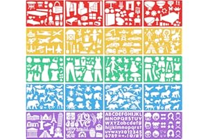 SRIZIAN 20Pcs Drawing Templates Stencils for Kids, 15x21cm Color Stencil for Craft Reusable Plastic Painting Template for Kids Painting on Wood DIY Art Craft Scrapbooking Decor