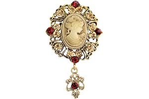 YONGHUI Vintage Brooches for Women Ladies Crystal Lady Queen Cameo Brooch Pins Coat Jacket Dress Scarf Shawl Decoration Accessories Jewellery