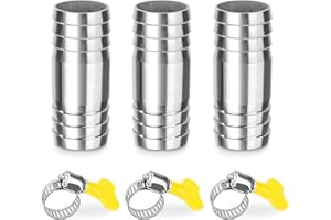 ELEGRIP Raccordo per Tubo Dritto in Acciaio Inox, 3 Pezzi 28mm Barb Raccordi Connettori per Tubi con Fascette, 2 Vie a Forma di I Raccordo Portagomma Adattatore per Tubo Acqua, Aria