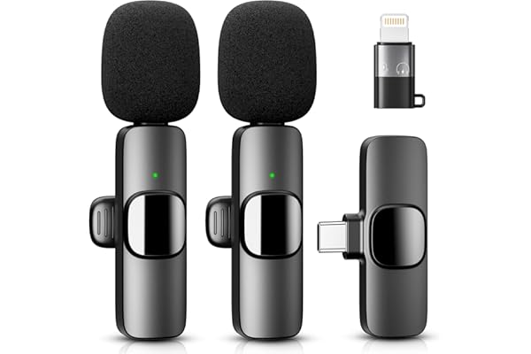 YRF micrófono inalámbrico de Solapa para iPhone Android iPad, Mini micrófono con USB C/Lightning, reducción de Ruido, 20M Distancia, para grabación de vídeo, Streaming, Vlogging, Youtube, Tiktok