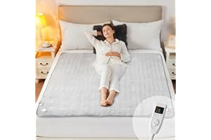 CELESTA Wärmeunterbett 150x80cm, Heizdecke mit 5 Temperaturstufen & 10h Timer, LED-Controller, waschbare Decke aus weichem Flauschstoff, atmungsaktiv in Grau