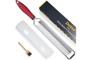 Deiss PRO Citrus Zester & Tarka do sera - Parmezan, Cytryna, Imbir, Czosnek, Czekolada, Warzywa, Owoce - Ostre jak brzytwa ostrze ze stali nierdzewnej - Przystosowane do mycia w zmywarce