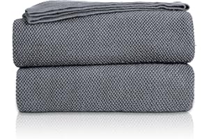 ‎MH MYLUNE HOME MYLUNE Home Cotton Knitted Blanket Oeko-Tex 150 x 200 cm Cuddly Blanket 100% Cotton Sofa Blanket Crochet Blanket Cotton Knitted Blanket Anthracite Dark Grey 150 x 200 cm